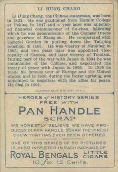 1911 American Tobacco Company Heroes of History / Men of History (T68) - Pan Handle Scrap #NNO Li Hung Chang Back