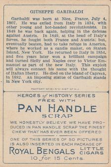 1911 American Tobacco Company Heroes of History / Men of History (T68) - Pan Handle Scrap #NNO Garibaldi Back