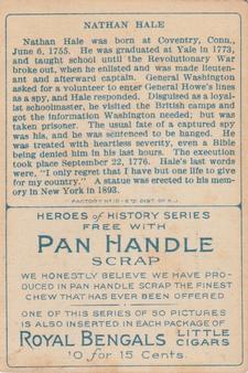1911 American Tobacco Company Heroes of History / Men of History (T68) - Pan Handle Scrap #NNO Nathan Hale Back