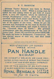 1911 American Tobacco Company Heroes of History / Men of History (T68) - Pan Handle Scrap #NNO Hon. Phineas T. Barnum Back