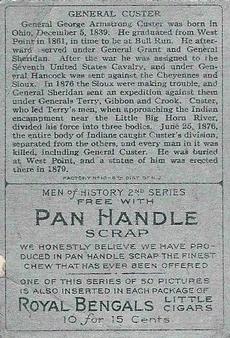1911 American Tobacco Company Heroes of History / Men of History (T68) - Pan Handle Scrap #NNO Gen. George A. Custer Back