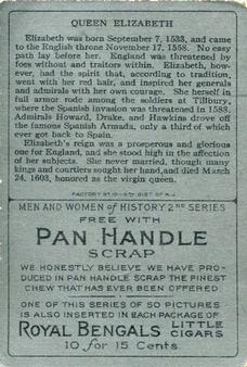 1911 American Tobacco Company Heroes of History / Men of History (T68) - Pan Handle Scrap #NNO Elizabeth of England Back