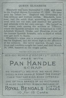 1911 American Tobacco Company Heroes of History / Men of History (T68) - Pan Handle Scrap #NNO Elizabeth of England Back