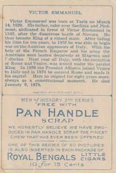 1911 American Tobacco Company Heroes of History / Men of History (T68) - Pan Handle Scrap #NNO Victor Emmanuel of Italy Back