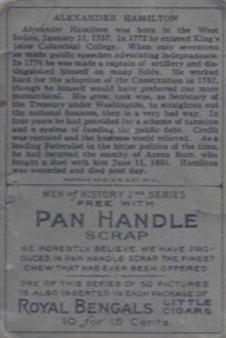 1911 American Tobacco Company Heroes of History / Men of History (T68) - Pan Handle Scrap #NNO Alexander Hamilton Back