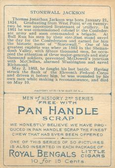 1911 American Tobacco Company Heroes of History / Men of History (T68) - Pan Handle Scrap #NNO Gen. Stonewall Jackson Back