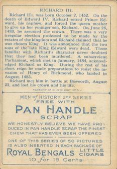 1911 American Tobacco Company Heroes of History / Men of History (T68) - Pan Handle Scrap #NNO Richard III Of England Back