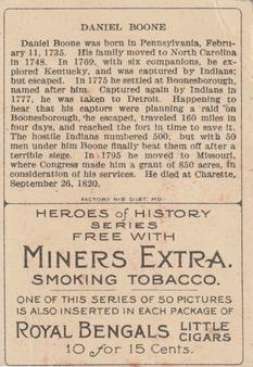 1911 American Tobacco Company Heroes of History / Men of History (T68) - Miners Extra #NNO Daniel Boone Back