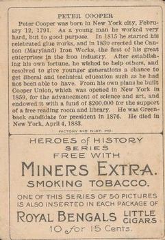 1911 American Tobacco Company Heroes of History / Men of History (T68) - Miners Extra #NNO Peter Cooper Back