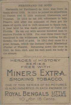 1911 American Tobacco Company Heroes of History / Men of History (T68) - Miners Extra #NNO Ferdinand De Soto Back