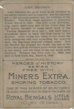 1911 American Tobacco Company Heroes of History / Men of History (T68) - Miners Extra #NNO Capt. John Ericsson Back