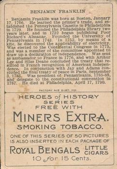 1911 American Tobacco Company Heroes of History / Men of History (T68) - Miners Extra #NNO Benjamin Franklin Back