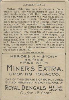 1911 American Tobacco Company Heroes of History / Men of History (T68) - Miners Extra #NNO Nathan Hale Back