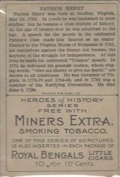 1911 American Tobacco Company Heroes of History / Men of History (T68) - Miners Extra #NNO Patrick Henry Back