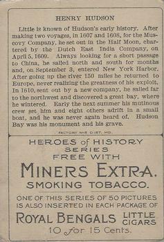 1911 American Tobacco Company Heroes of History / Men of History (T68) - Miners Extra #NNO Henry Hudson Back