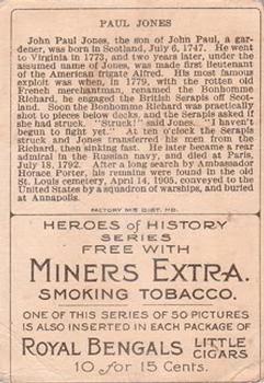 1911 American Tobacco Company Heroes of History / Men of History (T68) - Miners Extra #NNO Paul Jones Back