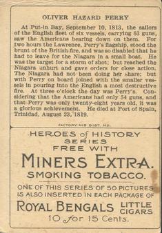1911 American Tobacco Company Heroes of History / Men of History (T68) - Miners Extra #NNO Oliver Hazard Perry Back