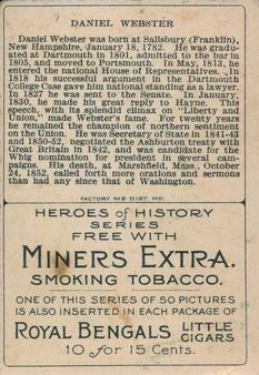 1911 American Tobacco Company Heroes of History / Men of History (T68) - Miners Extra #NNO Daniel Webster Back