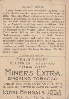 1911 American Tobacco Company Heroes of History / Men of History (T68) - Miners Extra #NNO Edwin Booth Back