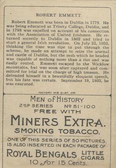 1911 American Tobacco Company Heroes of History / Men of History (T68) - Miners Extra #NNO Robert Emmett Back