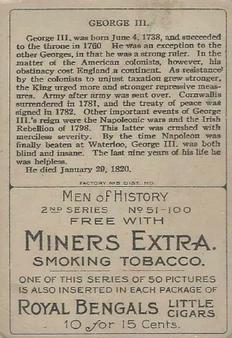 1911 American Tobacco Company Heroes of History / Men of History (T68) - Miners Extra #NNO King George III Of England Back