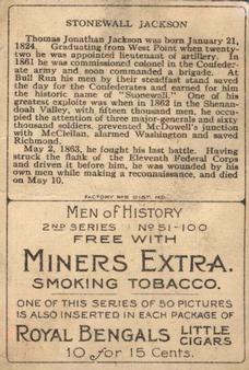 1911 American Tobacco Company Heroes of History / Men of History (T68) - Miners Extra #NNO Gen. Stonewall Jackson Back