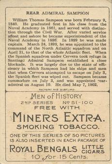 1911 American Tobacco Company Heroes of History / Men of History (T68) - Miners Extra #NNO Rear Admiral W.T. Sampson Back