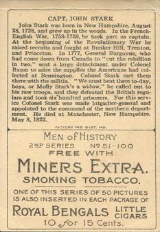 1911 American Tobacco Company Heroes of History / Men of History (T68) - Miners Extra #NNO Capt. John Stark Back