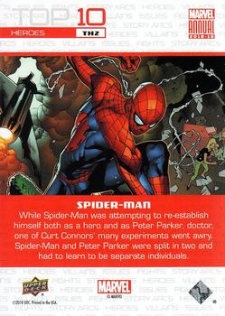 2018-19 Upper Deck Marvel Annual - Top 10 Heroes #TH2 Spider-Man Back