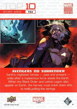 2018-19 Upper Deck Marvel Annual - Top 10 Story Arcs #TS1 Avengers No Surrender Back