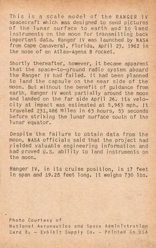 1963 Exhibits Astronauts: NASA (W454) #8 Ranger IV Back