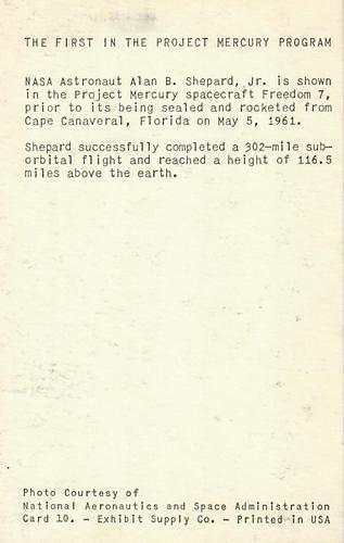 1963 Exhibits Astronauts: NASA (W454) #10 Alan B. Shepard, Jr. Back