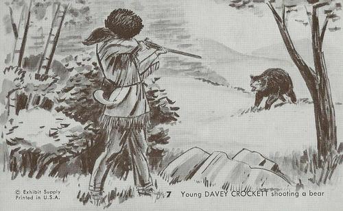 1956 Exhibits Davy Crockett (W416) #7 Young Davey Crockett Shooting A Bear Front