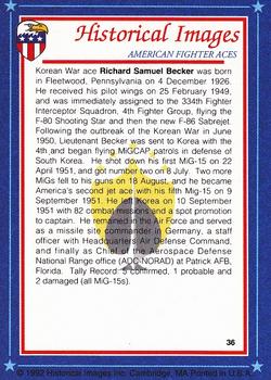 1992 Historical Images American Fighter Aces #36 Capt. Richard Becker, USAF Back