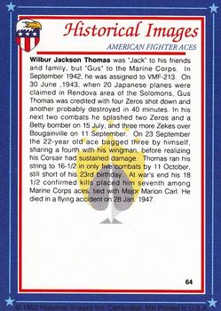 1992 Historical Images American Fighter Aces #64 Lt. Wilbur J. Thomas, USMC Back