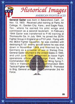 1992 Historical Images American Fighter Aces #85 Brig. Gen. Frank L. Gailer, Jr., USAF Back