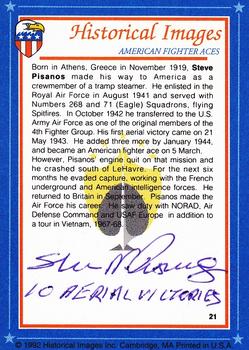 1992 Historical Images American Fighter Aces - Autographs #21 Lt. Steve Pisanos, USAAF Back