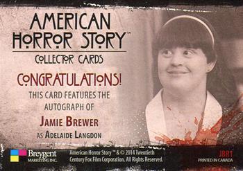 2014 Breygent American Horror Story - Autographs #JBR1 Jamie Brewer Back
