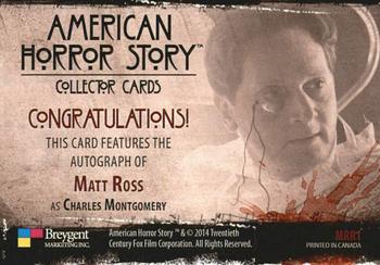 2014 Breygent American Horror Story - Autographs #MRR1 Matt Ross Back
