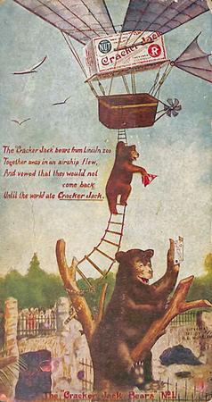1907 Cracker Jack Bears Postcards #1 Bears at Lincoln Zoo Front