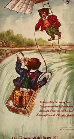 1907 Cracker Jack Bears Postcards #3 Bears down Niagara Falls Front