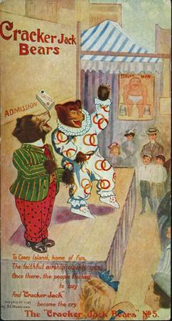 1907 Cracker Jack Bears Postcards #5 Bears at Coney Island Front