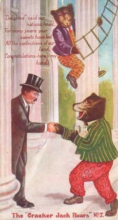 1907 Cracker Jack Bears Postcards #7 Bears and Teddy Roosevelt Front