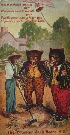 1907 Cracker Jack Bears Postcards #9 Bears in South buying peanuts Front
