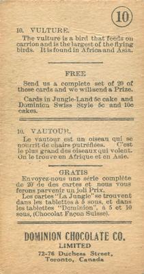 1923 Dominion Chocolates Animals (V30) #10 Vulture Back