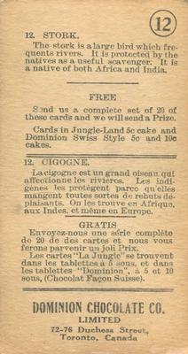 1923 Dominion Chocolates Animals (V30) #12 Stork Back