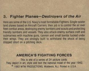 1983 WTW America's Fighting Forces #3 Fighter Planes Back