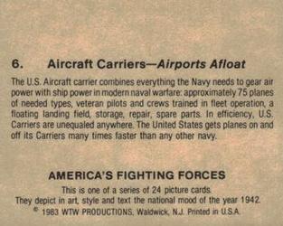 1983 WTW America's Fighting Forces #6 Aircraft Carriers Back