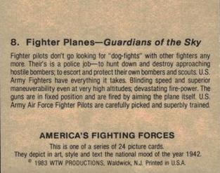 1983 WTW America's Fighting Forces #8 Fighter Planes Back