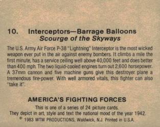 1983 WTW America's Fighting Forces #10 Interceptors--Barrage Balloons Back